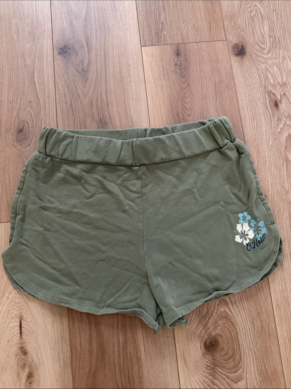 O'Neill Olive Green Women's Athletic Shorts with Floral Accent